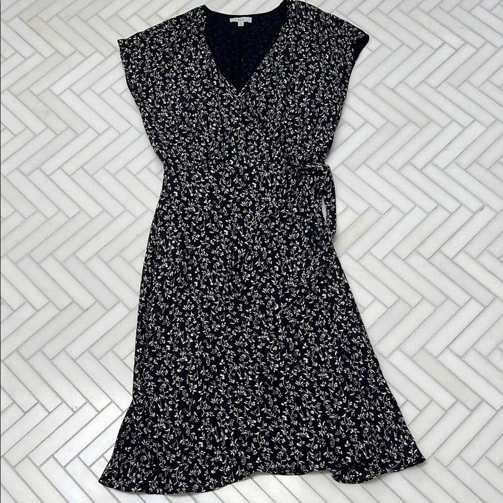 JOIE Floral Black Wrap Dress